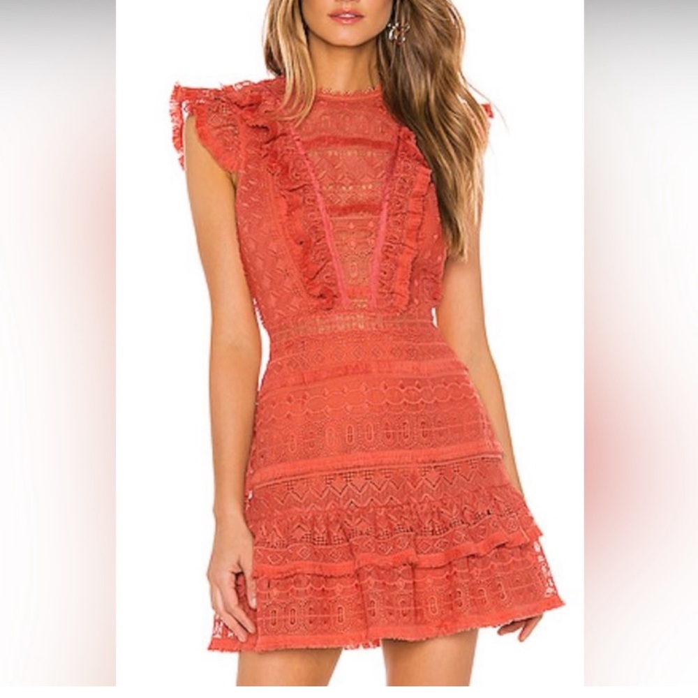 Elegant Coral Lace Dress